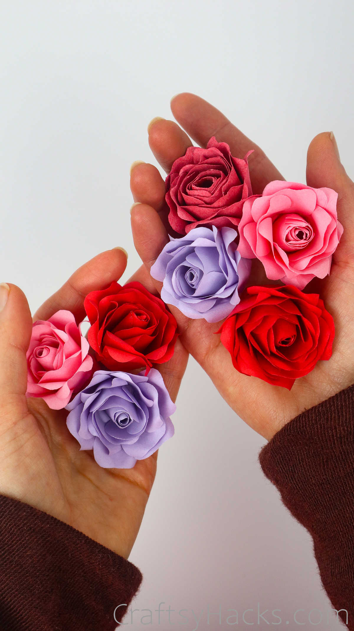 holding paper roses