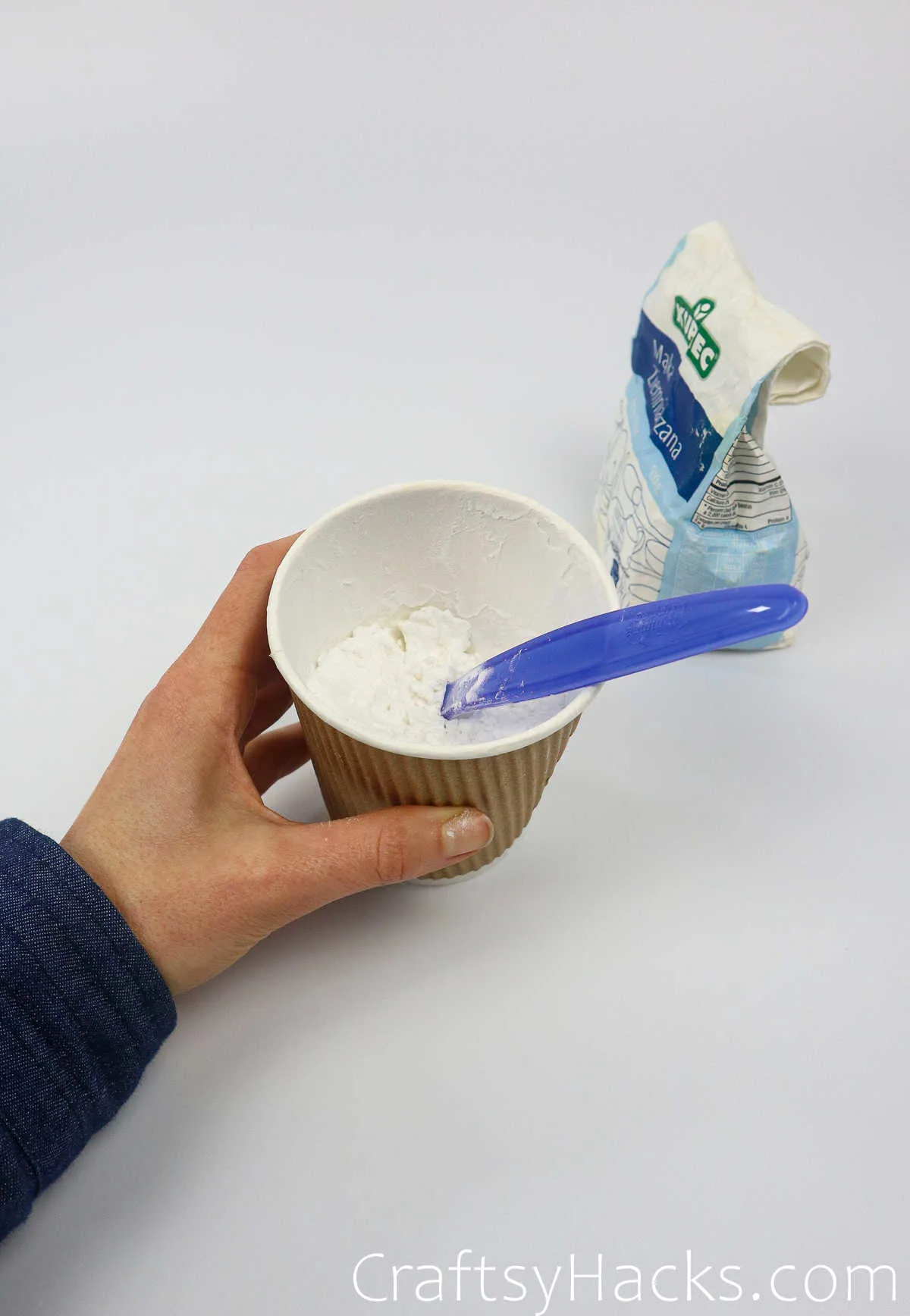 mixing flour in cup