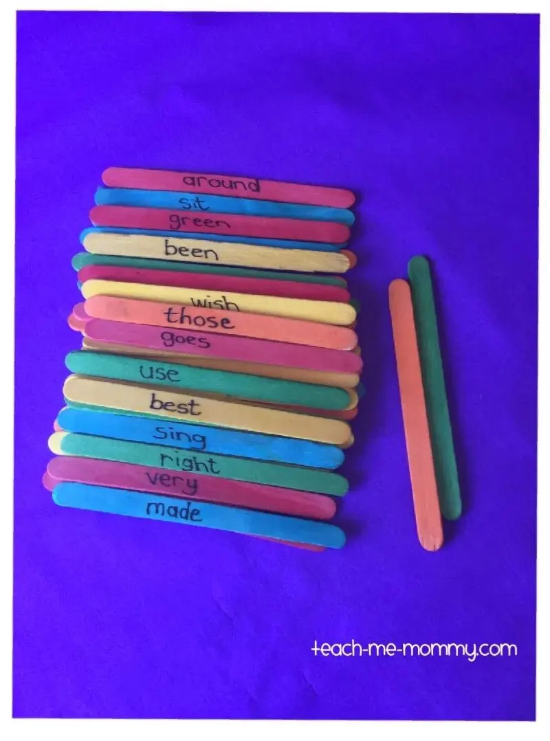 Sight Word Popsicle Stick Game