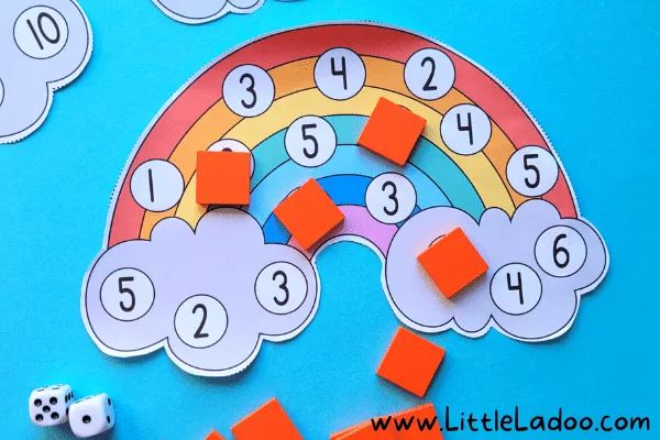 Rainbow Roll and Cover Math Game