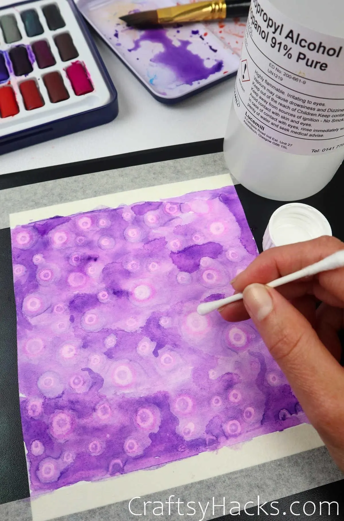 dot your painting with alcohol