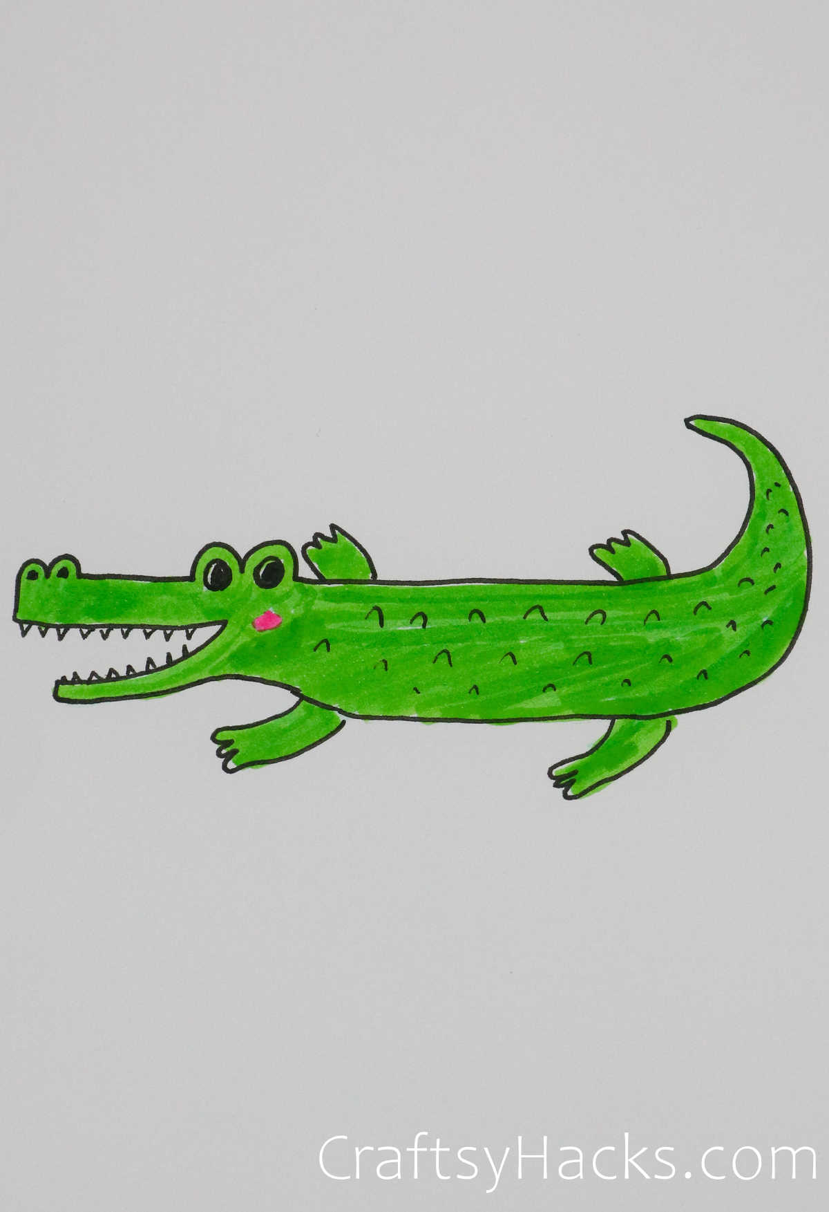 Cartoon Green Happy Crocodile with Funny Teeth As Children Drawing Stock  Illustration - Illustration of mascot, crocodile: 53373277