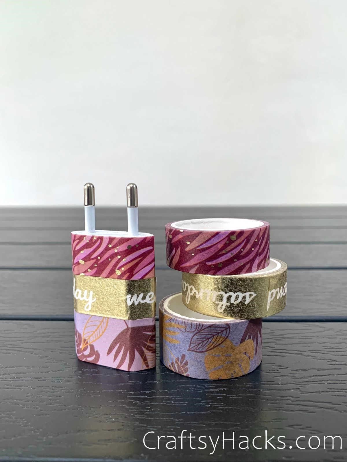 washi tapes to organize chargers