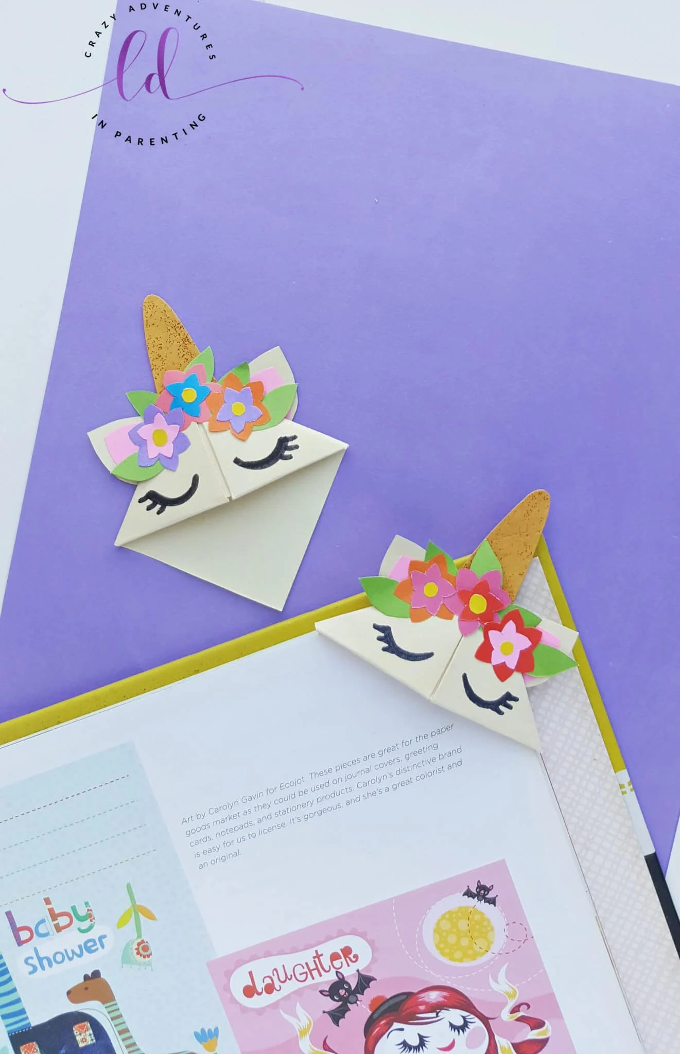 unicorn corner bookmark