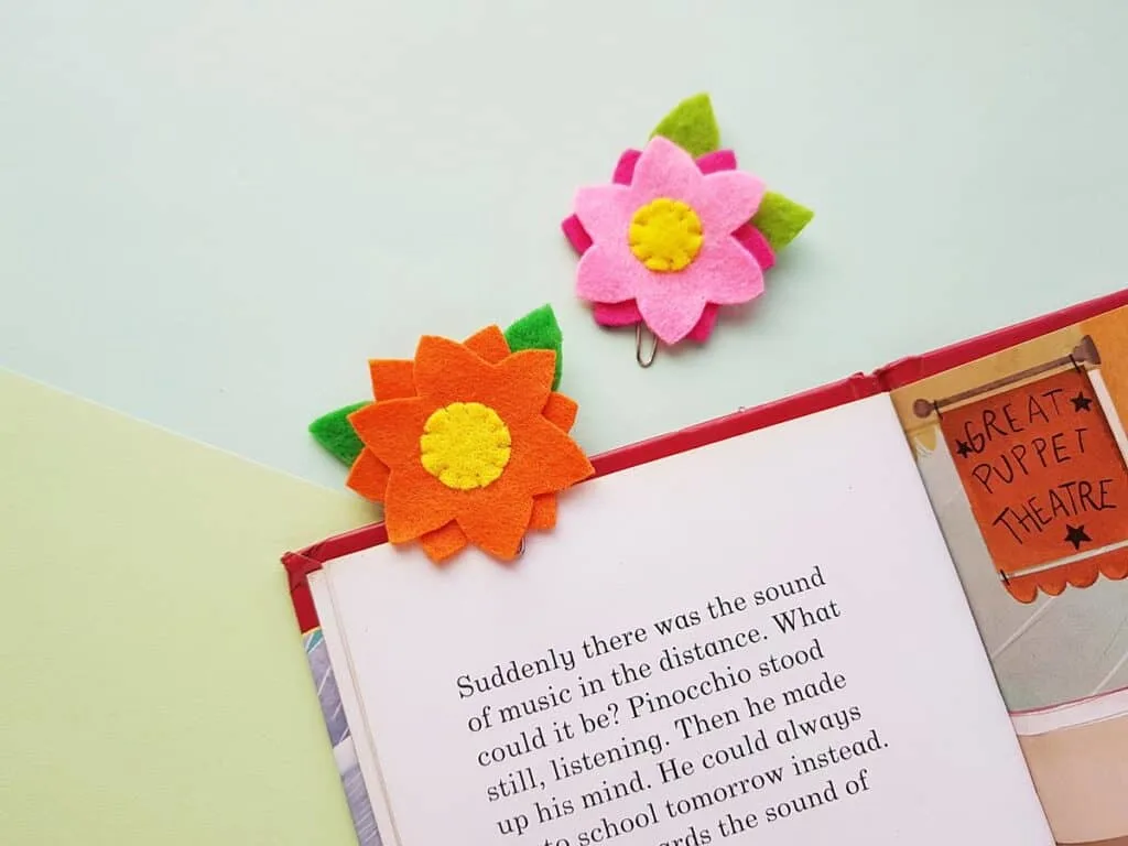 felt flower bookmark