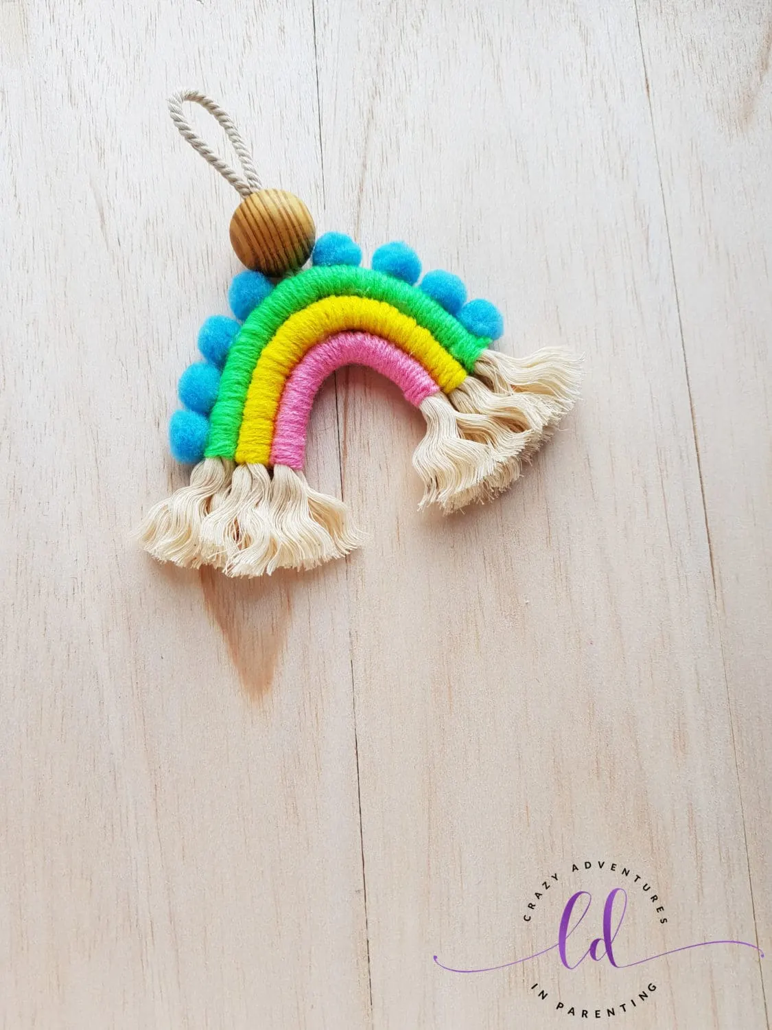 macrame rainbow charm