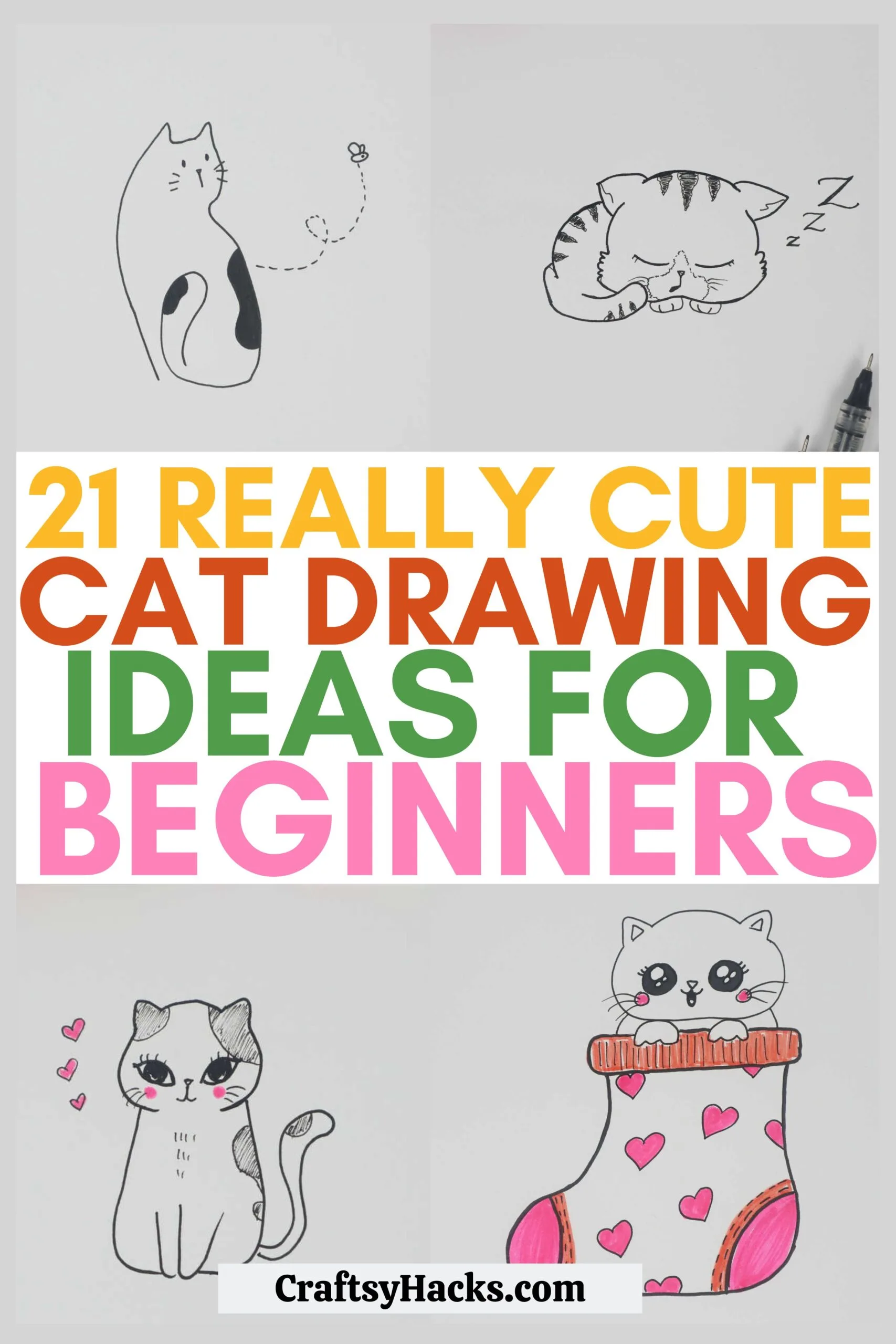 21 Easy Cat Drawing Ideas - Craftsy Hacks
