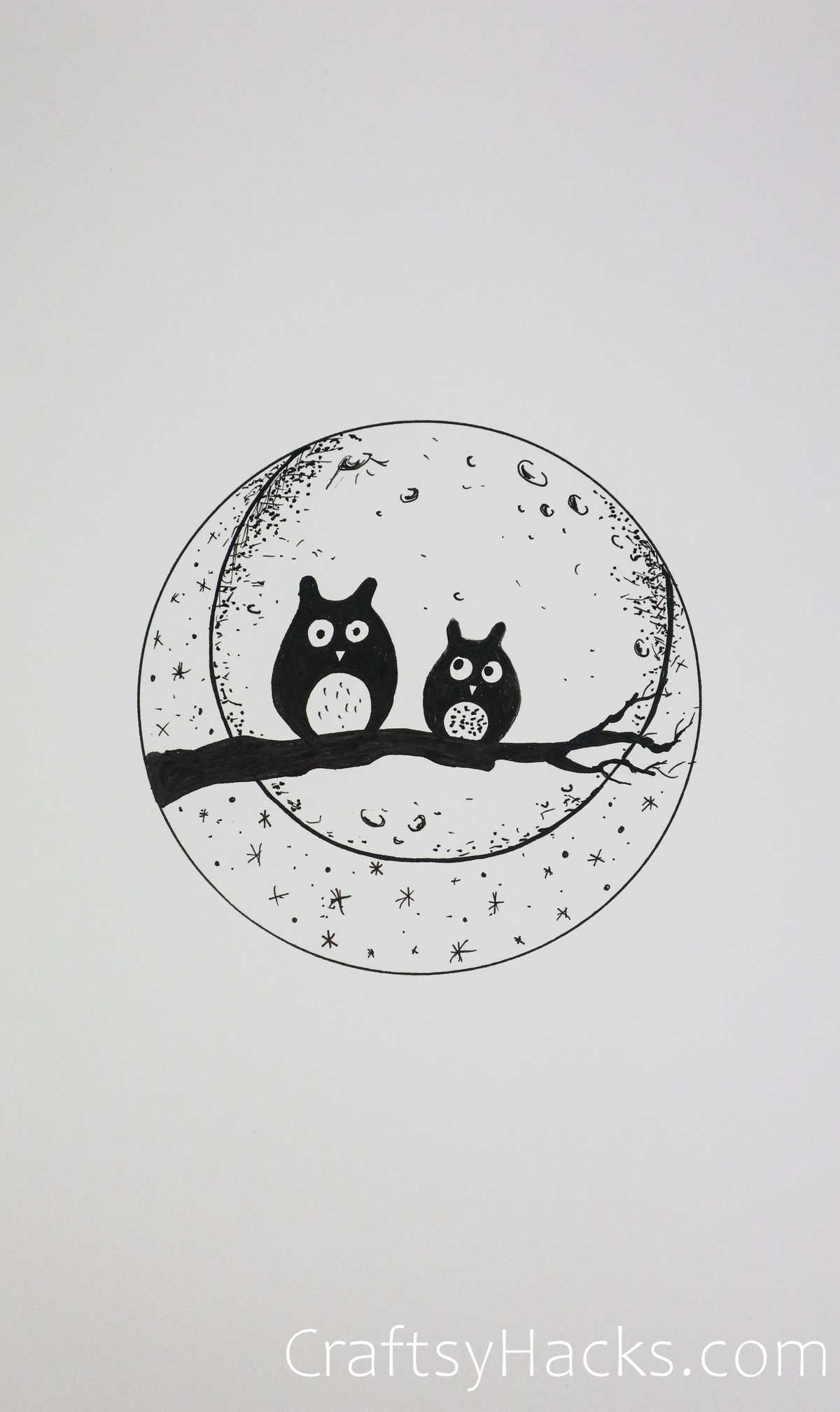 owls circle drawing