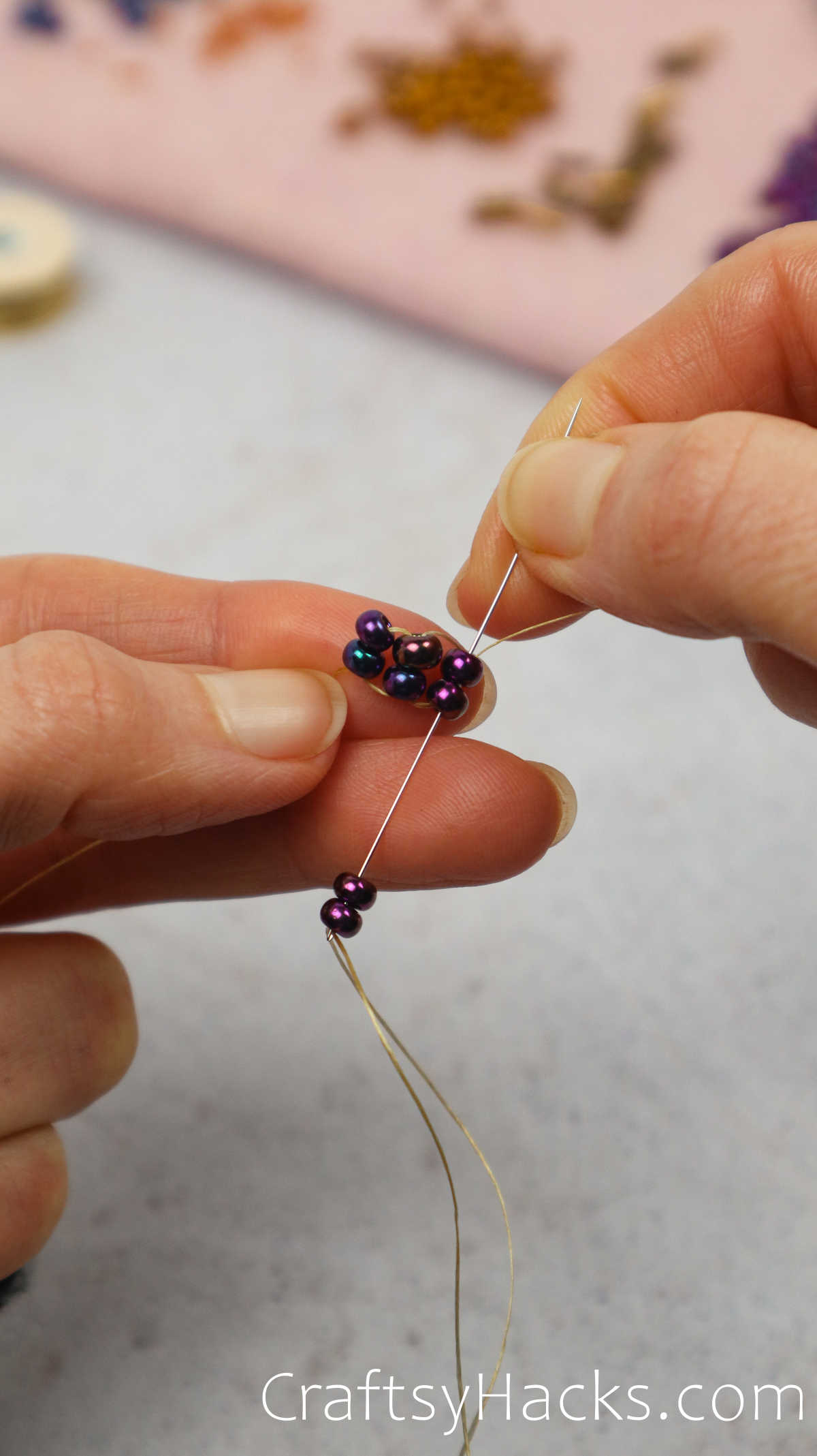 adding beads to the row
