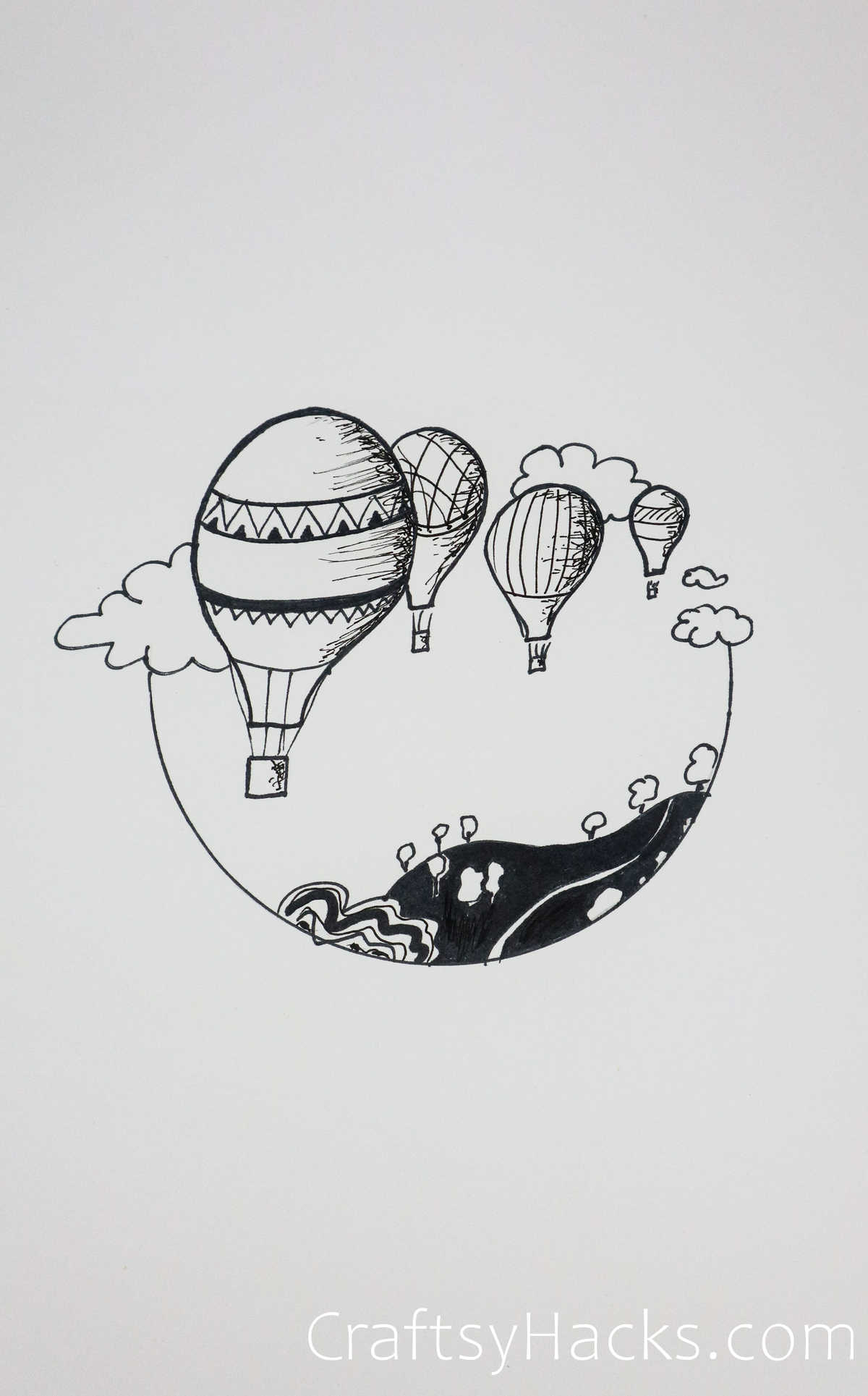 air balloons drawing