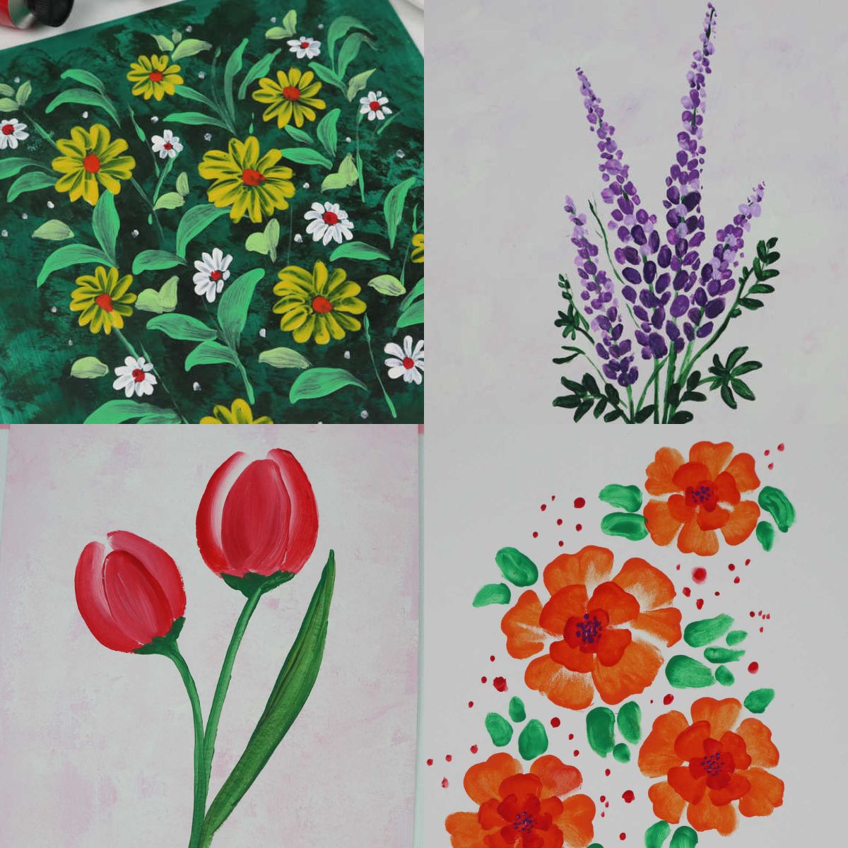 easy painting ideas flowers