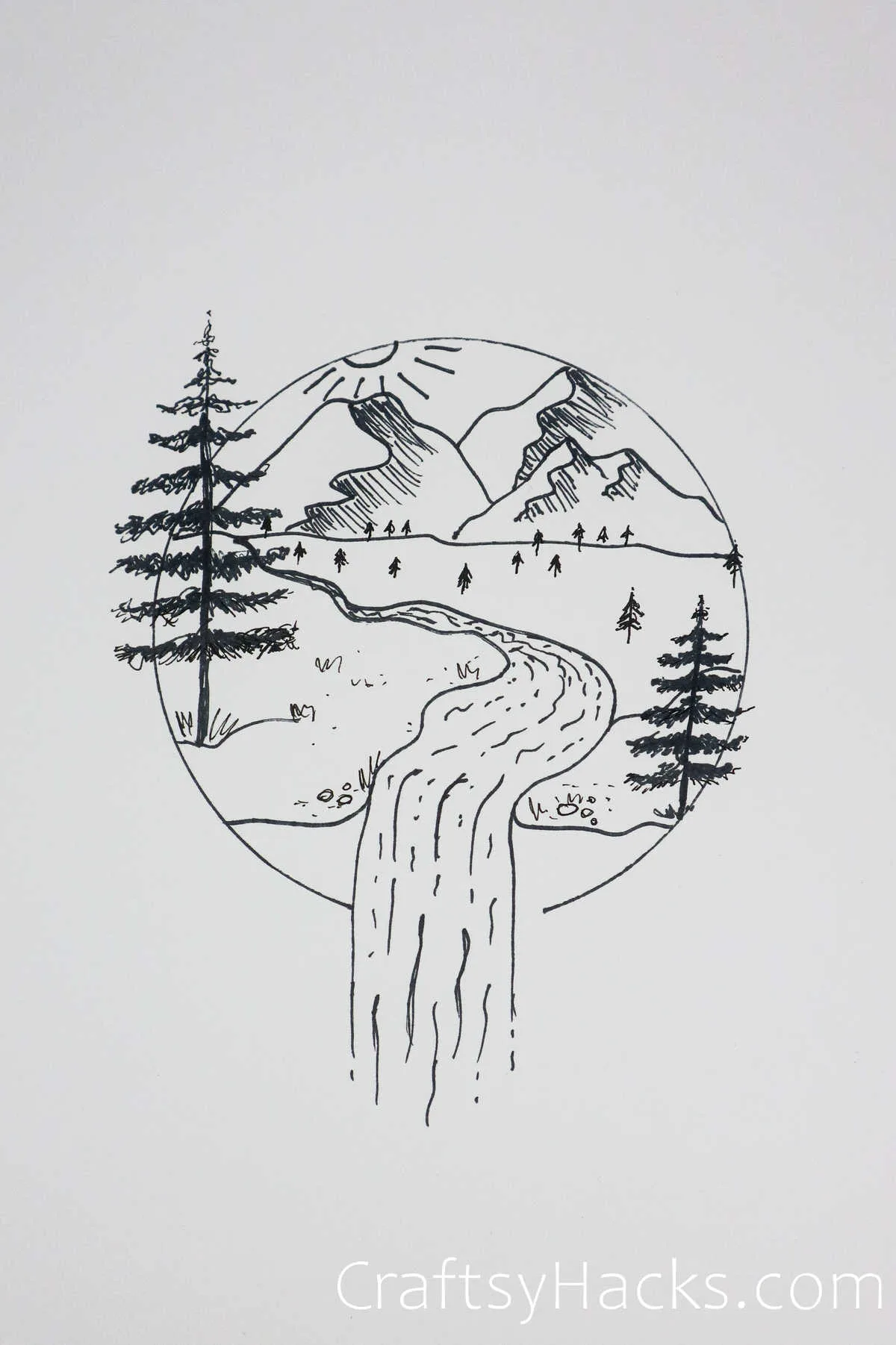 river circle drawing