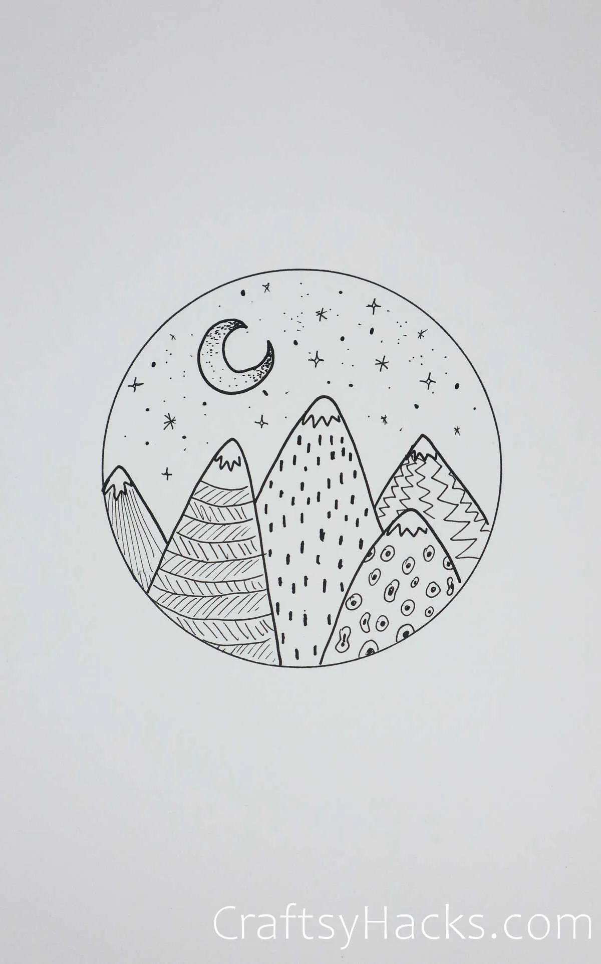 mountains circle drawing