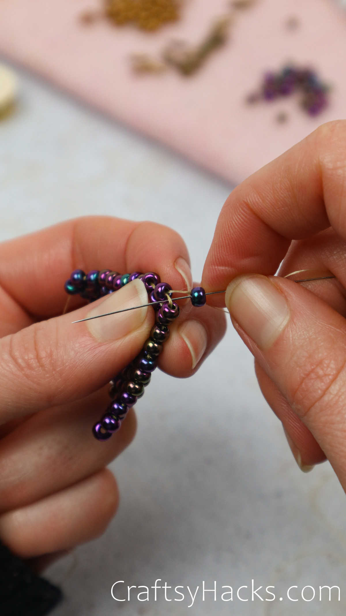 finish the triangle shape with a bead on top