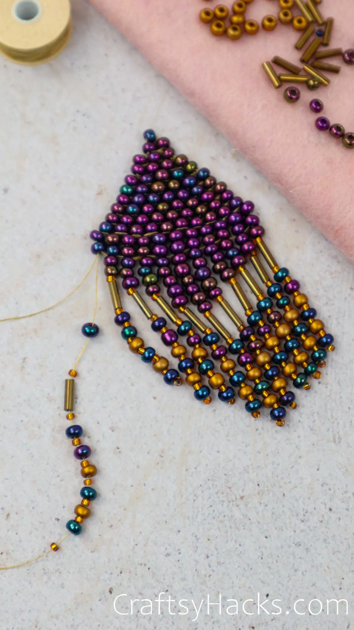 adding beads to the fringe