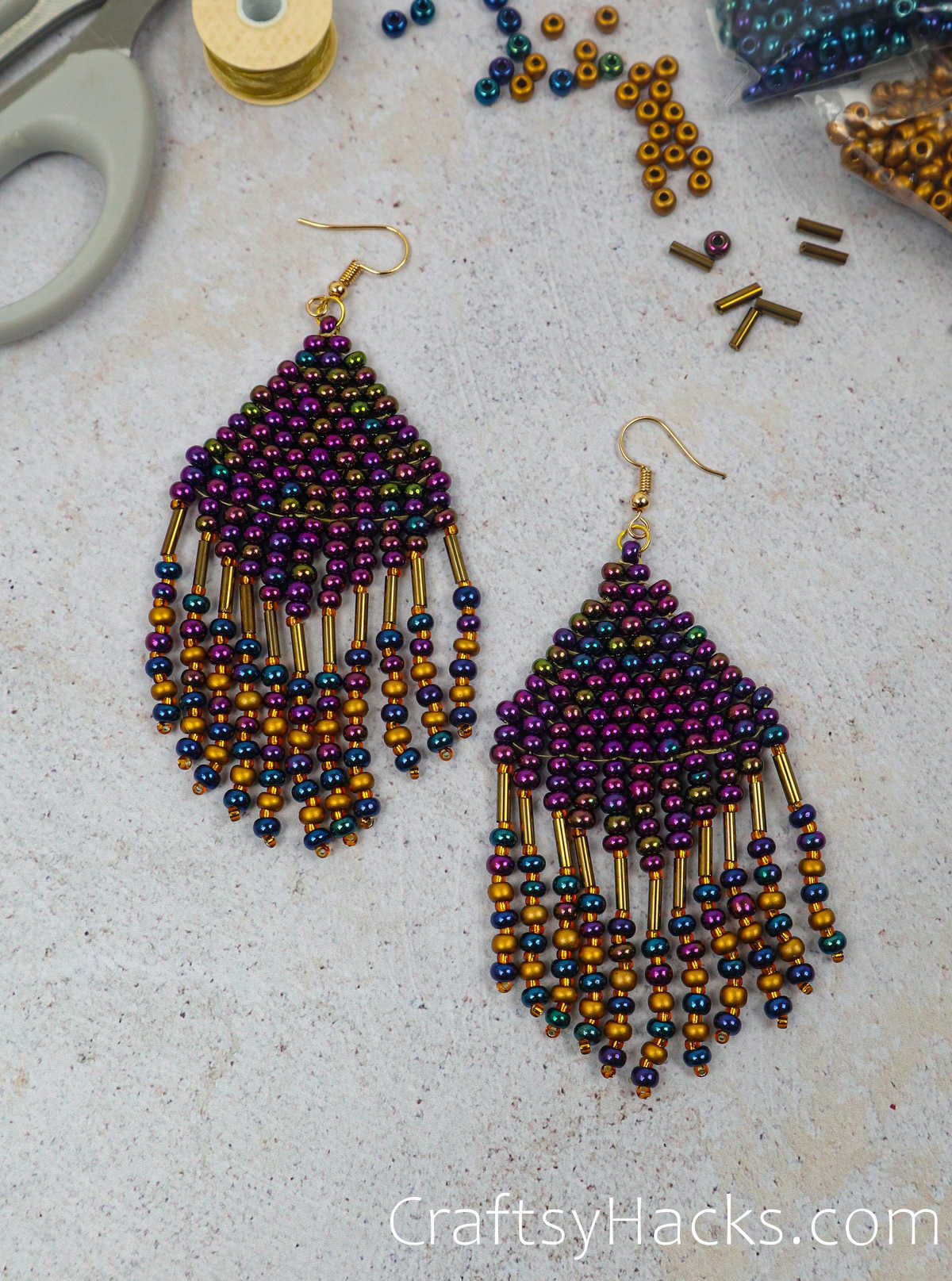 a finished set of beaded earrings