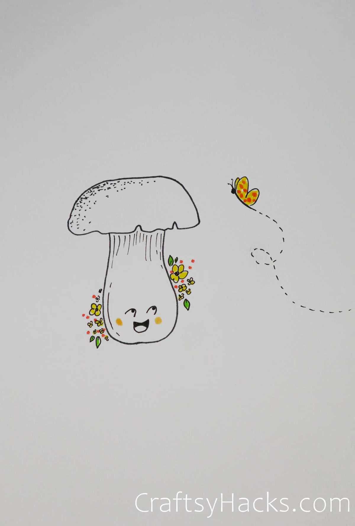 happy mushroom drawing