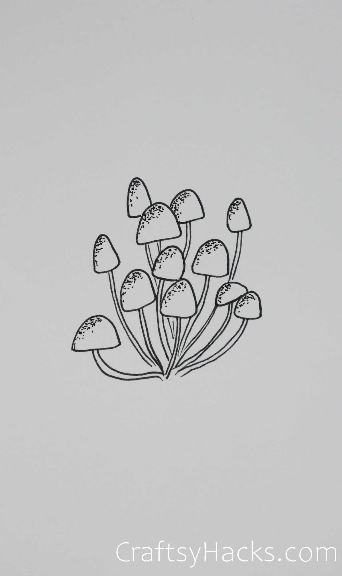 clustered mushroom drawing