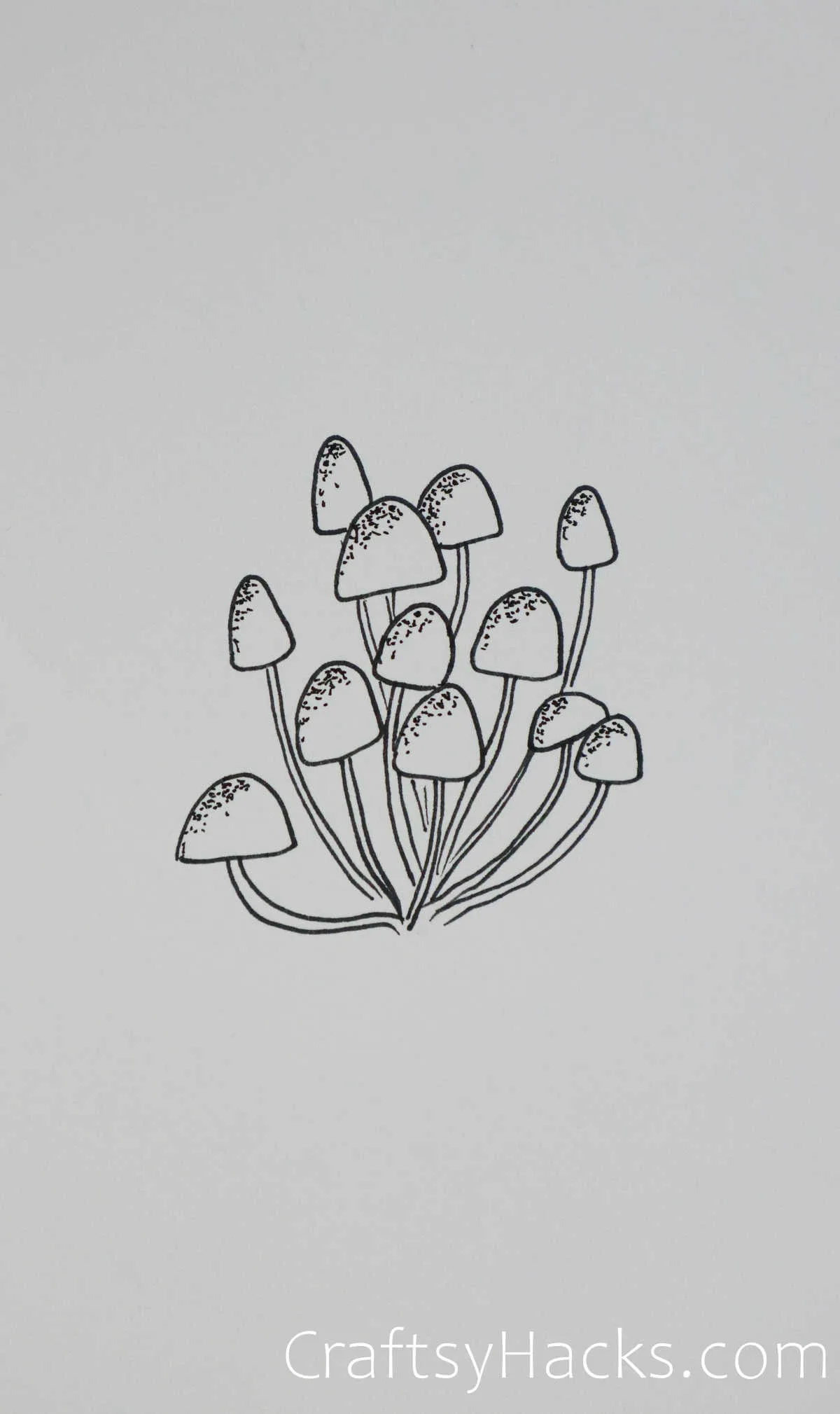 clustered mushroom drawing