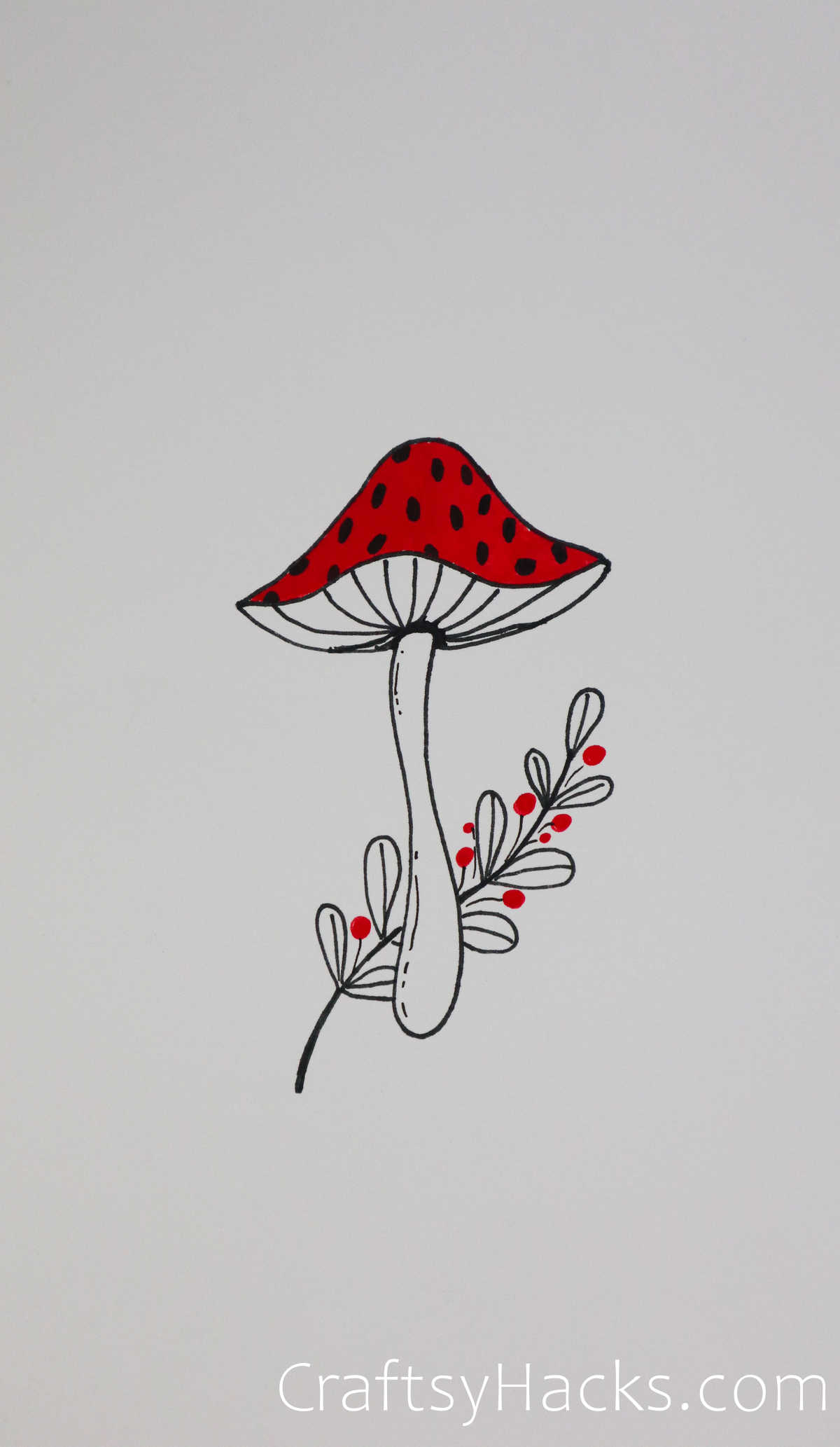 polka dot mushroom drawing