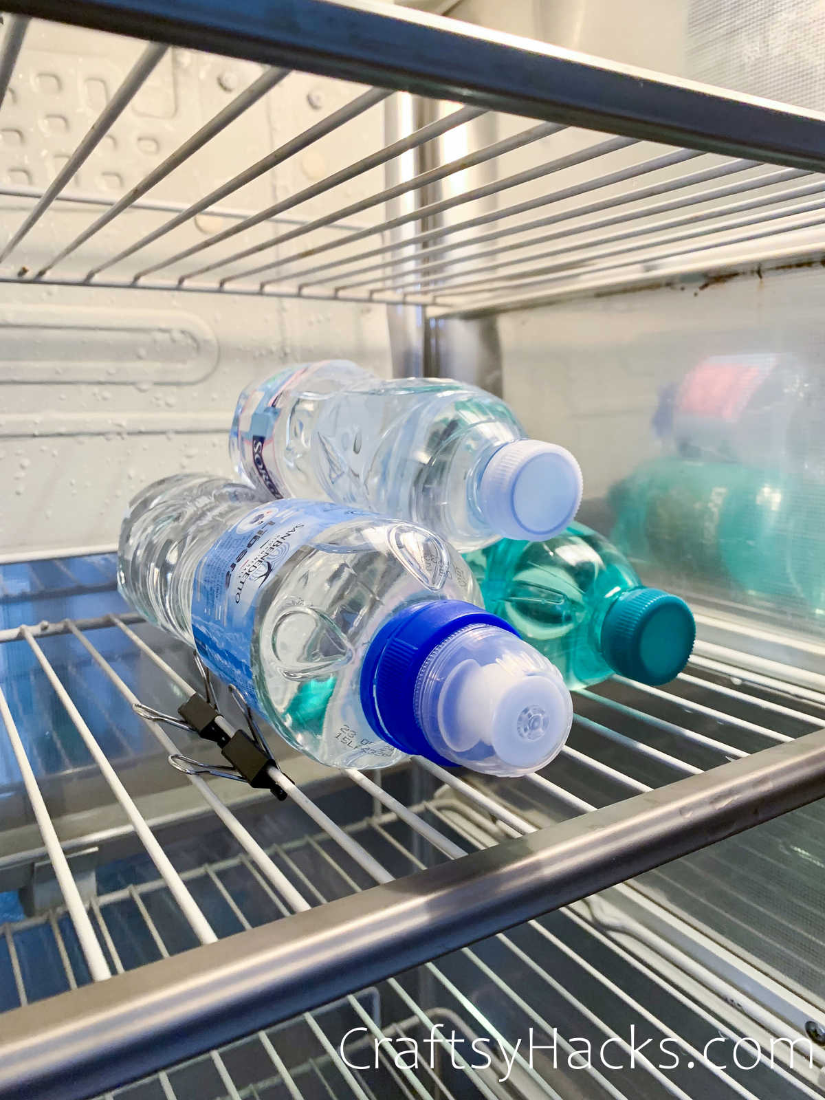 keep bottles from rolling in fridge