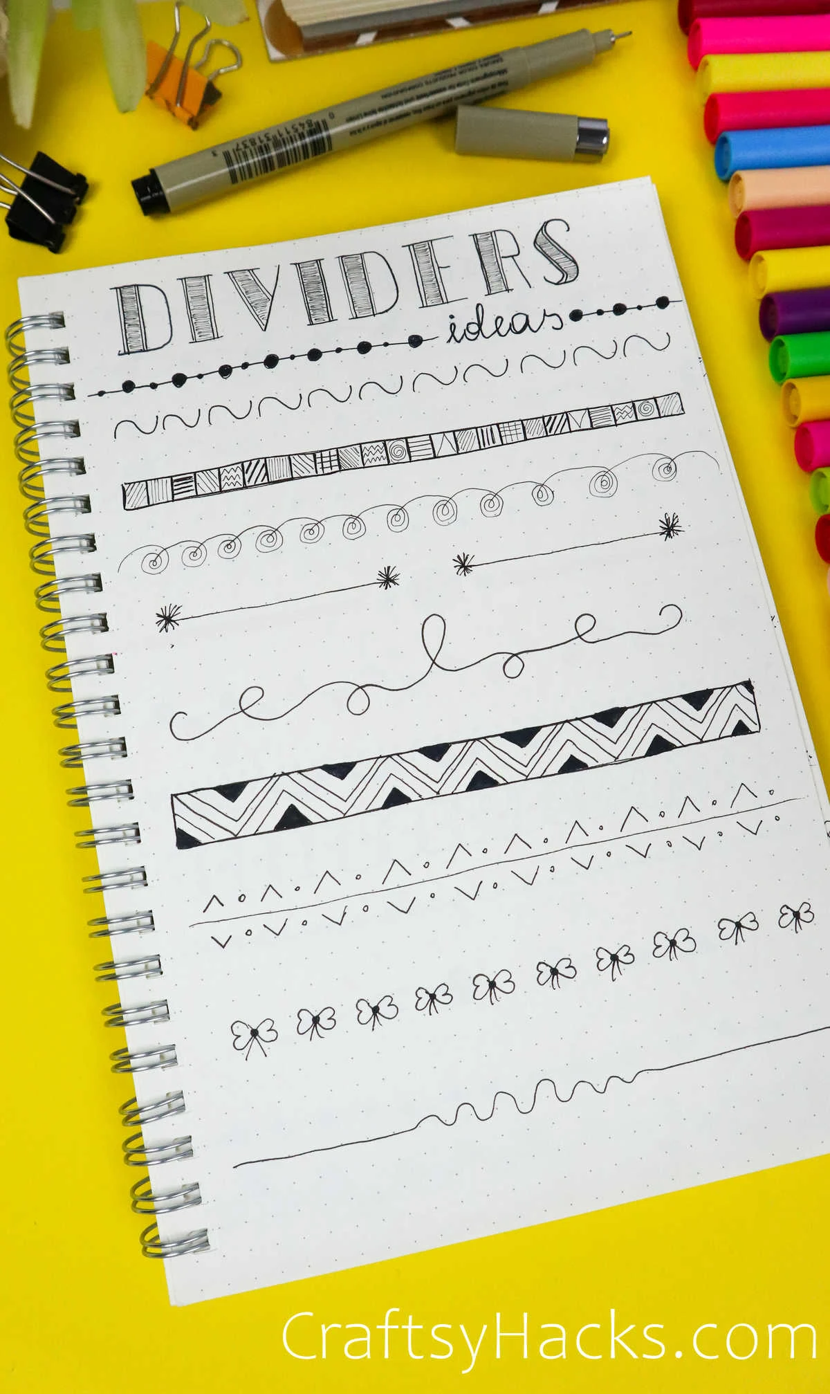 line and shape bullet journal dividers