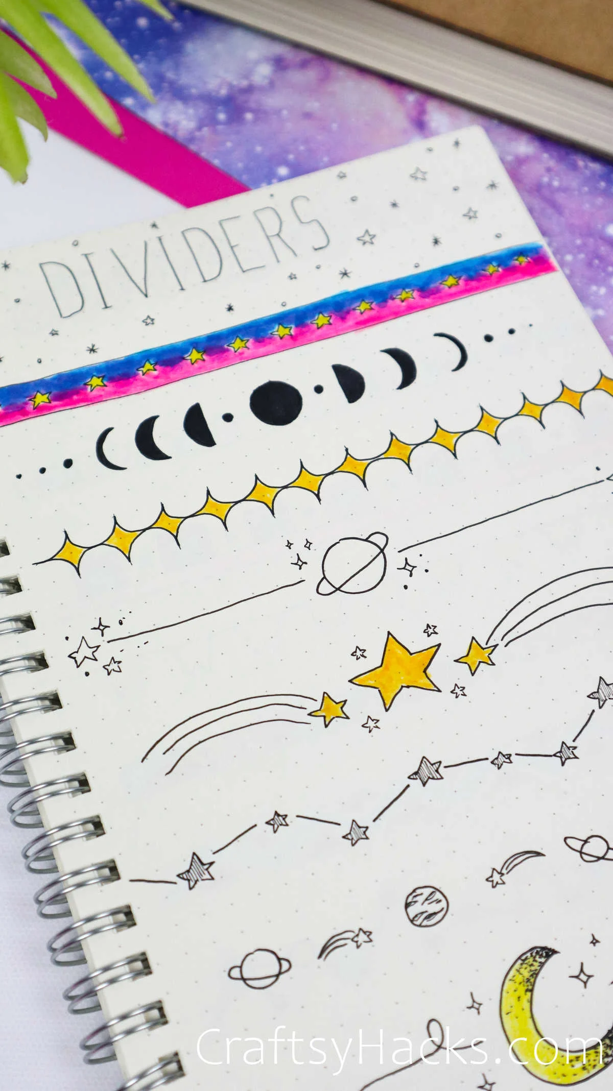 space bullet journal dividers