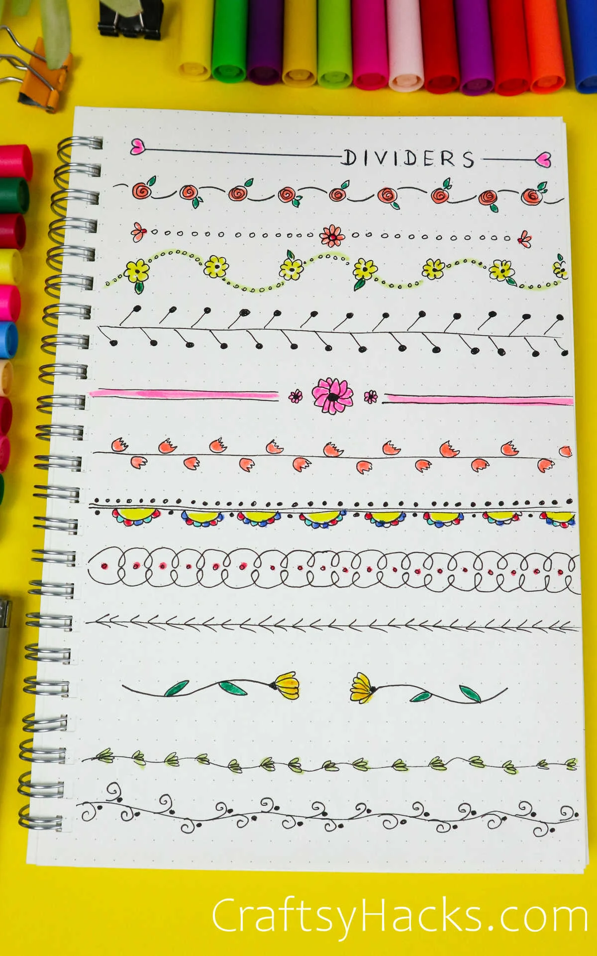 spring bullet journal dividers