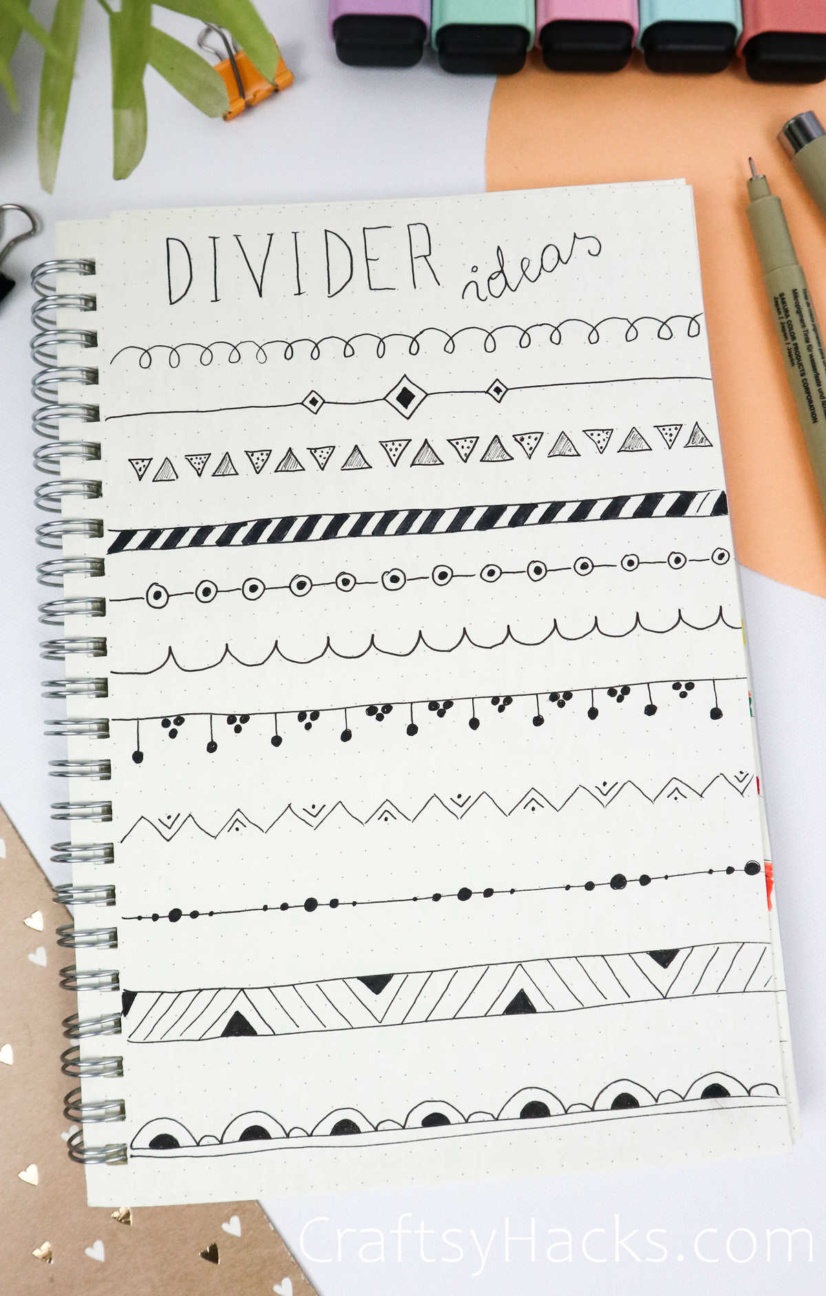 line and shape bullet journal dividers