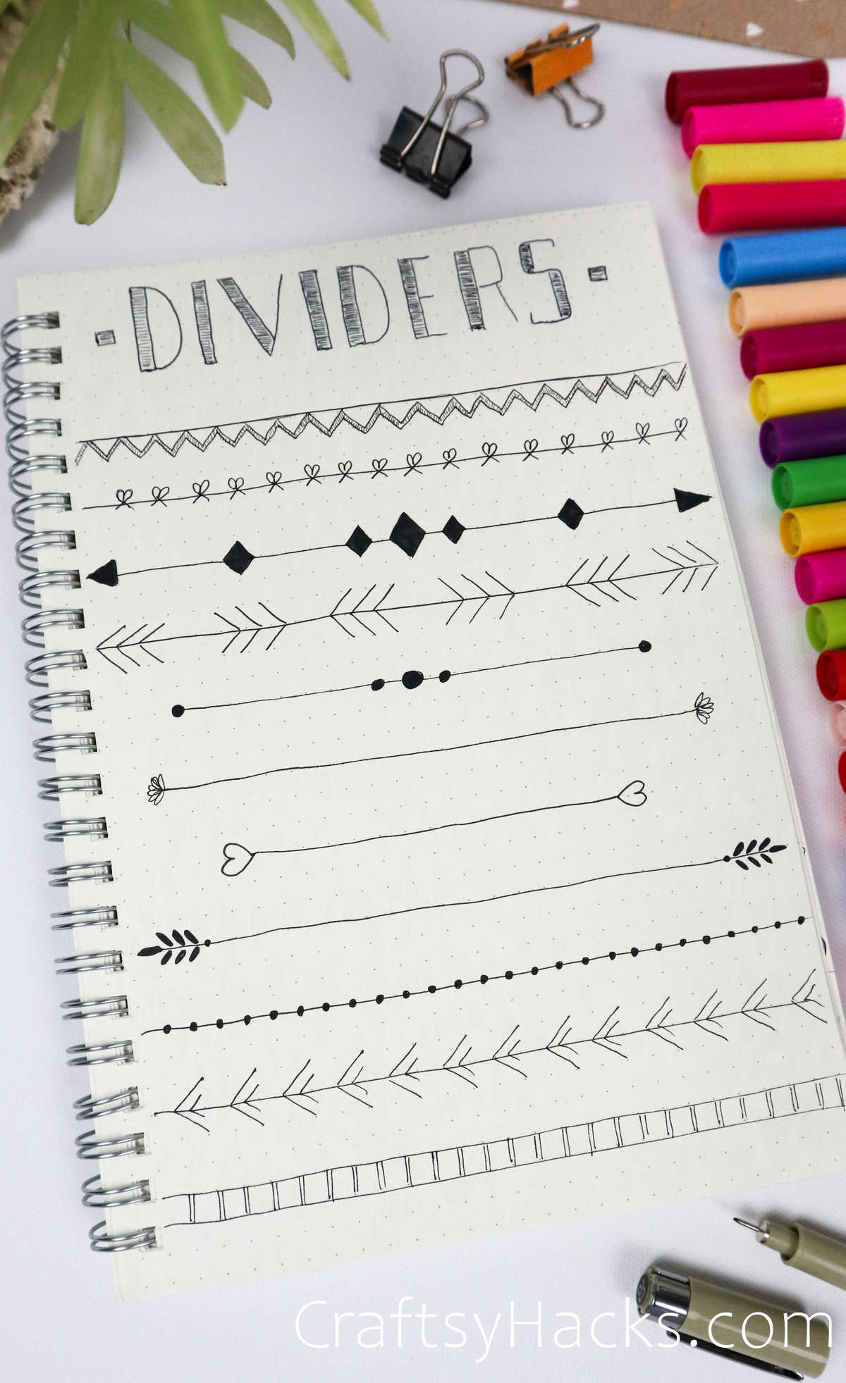 line bullet journal dividers