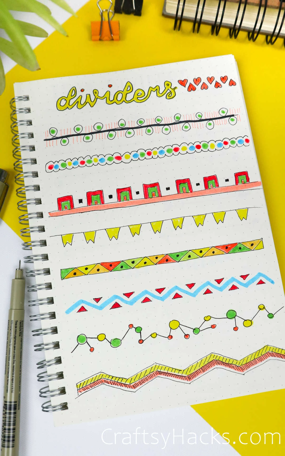 colorful bullet journal dividers