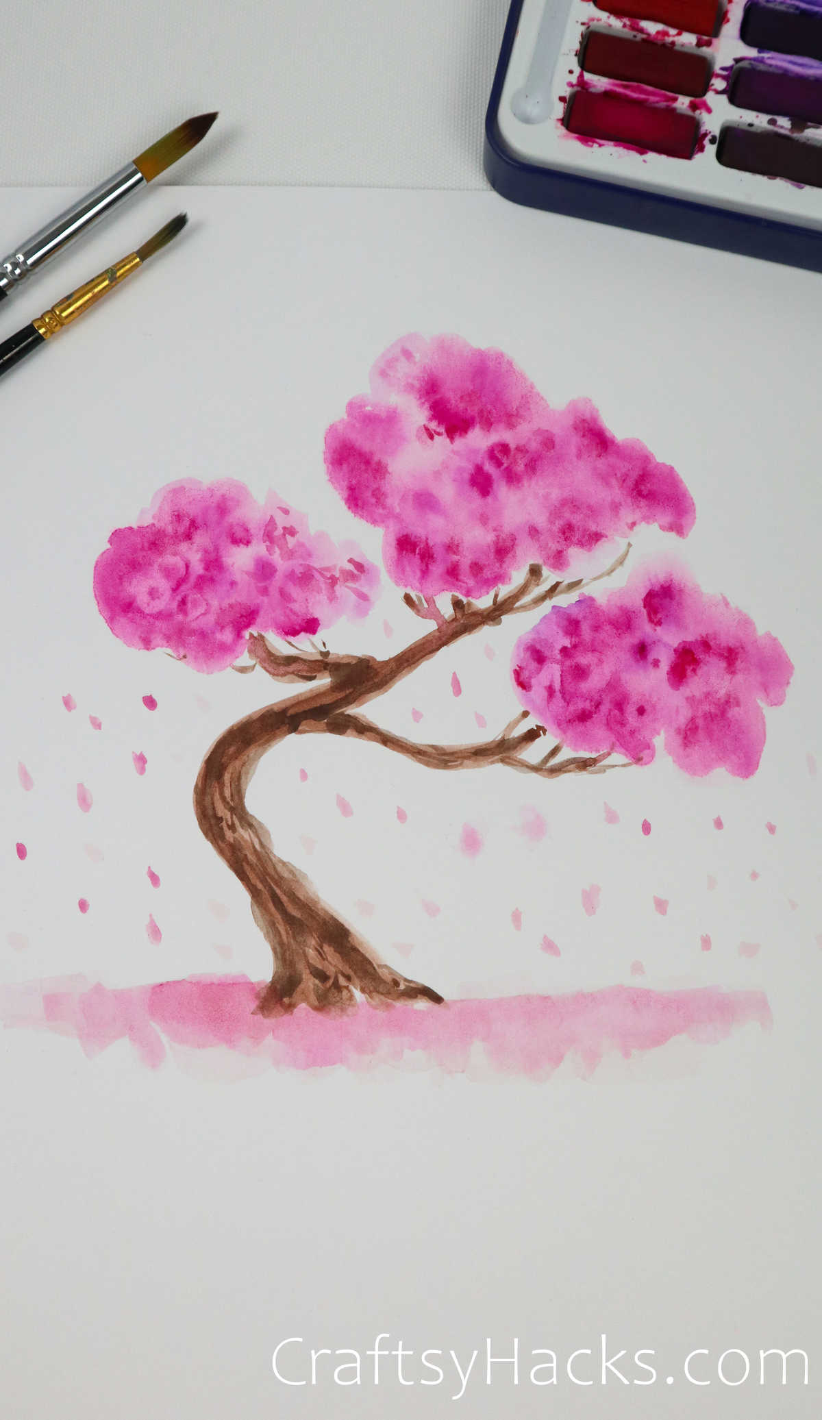 watercolour flowering tree