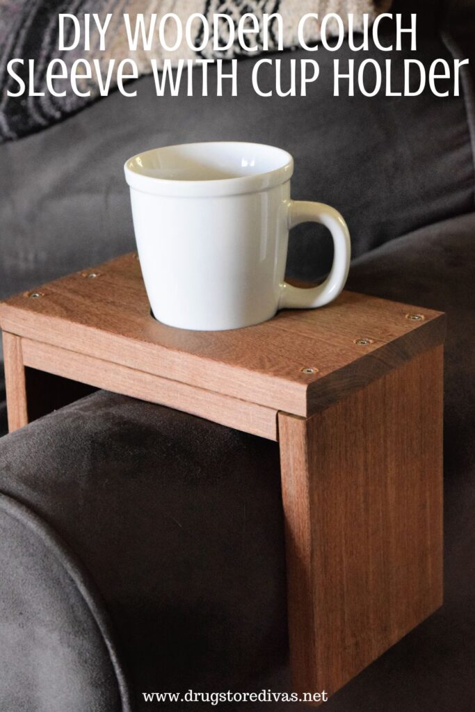 wooden couch sleeve with cup holder