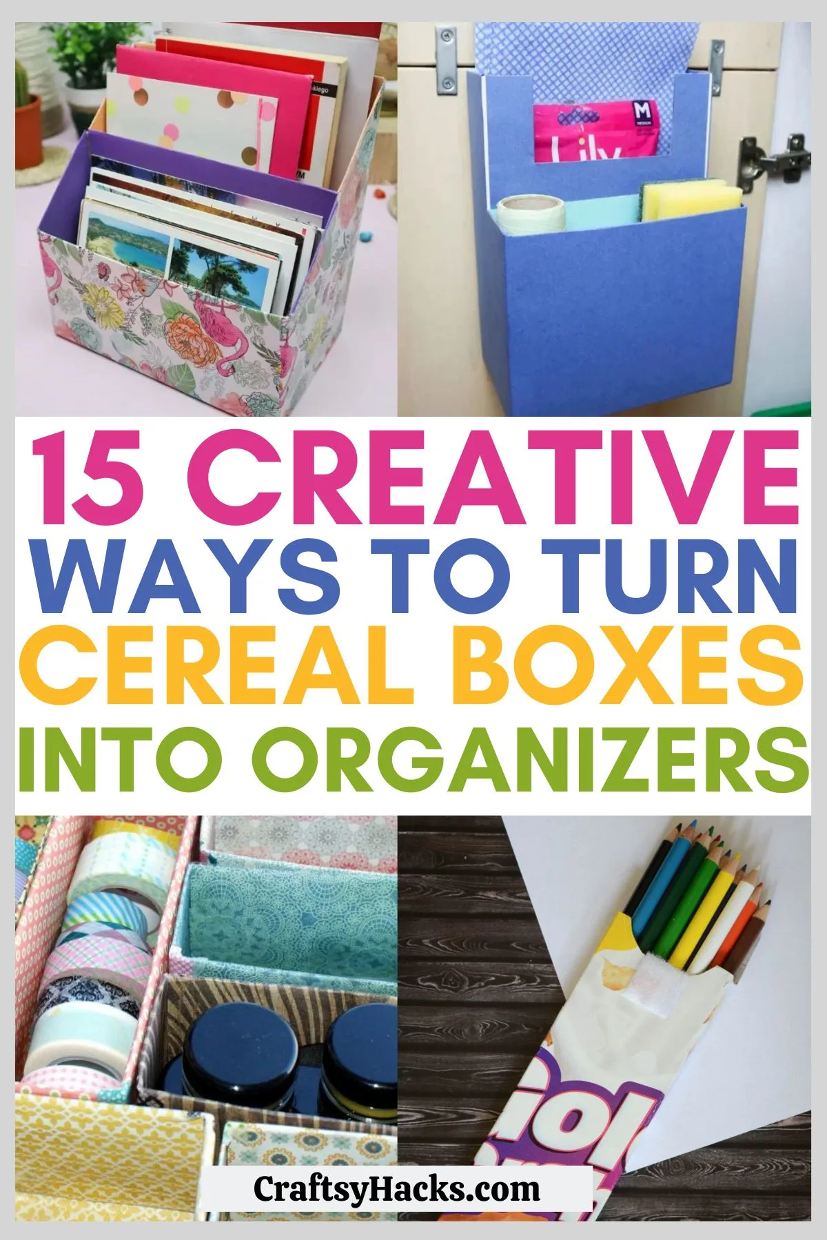 15 Ways to Make Cereal Box Organizers  Cereal box organizer, Cardboard box  crafts, Cereal box craft