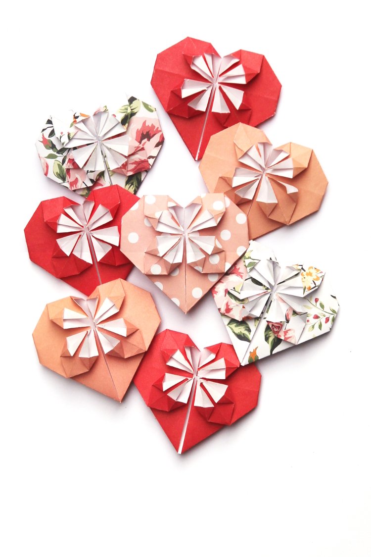 origami blossom hearts