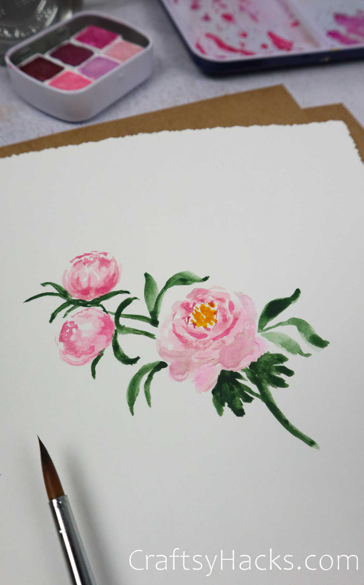peony watercolor painting