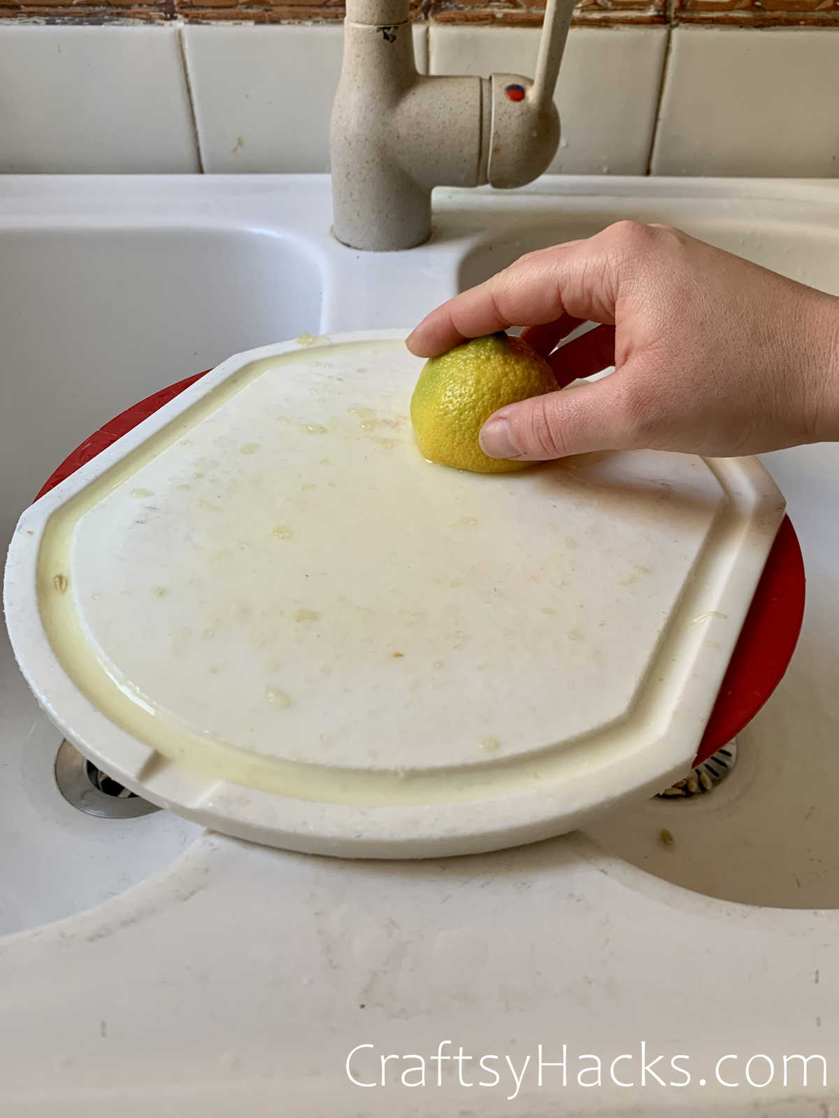 clean cutting boards with lemons