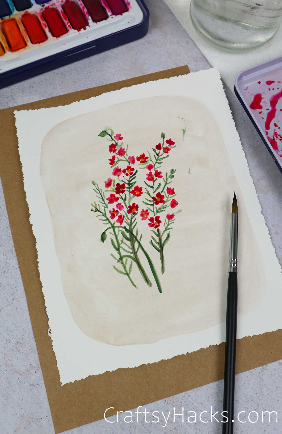 wax flowers watercolor painting