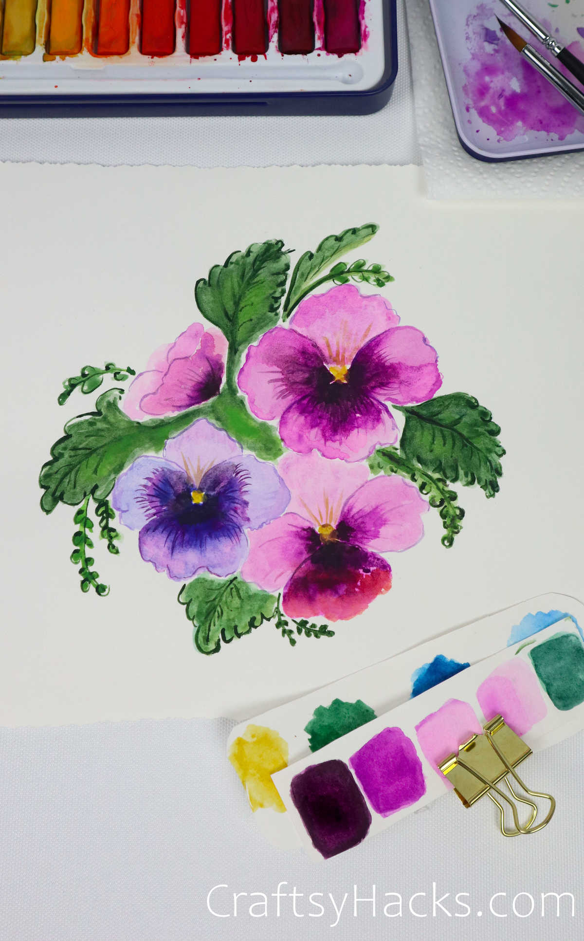 pansy watercolor painting
