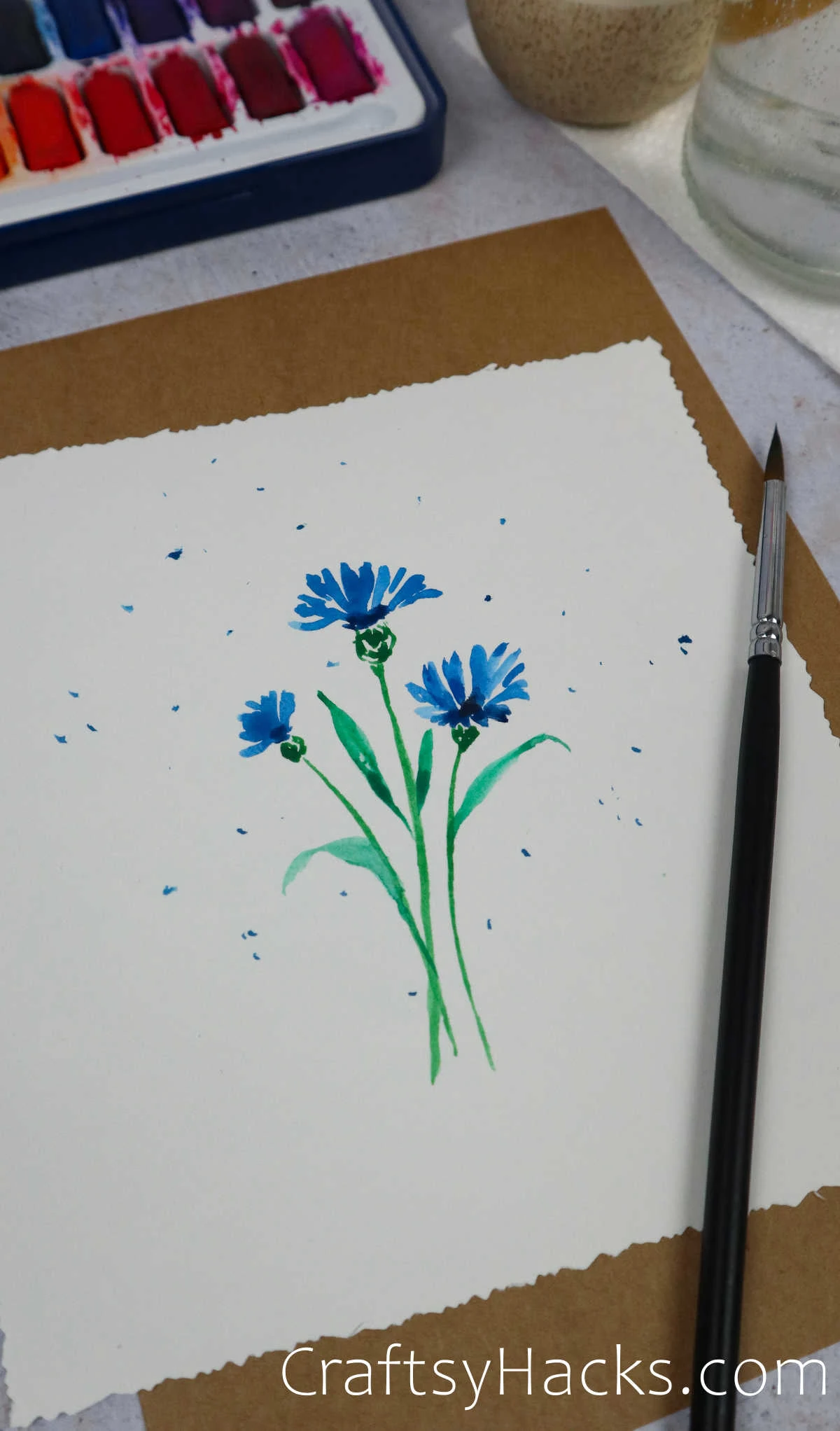 cornflowers watercolor painting