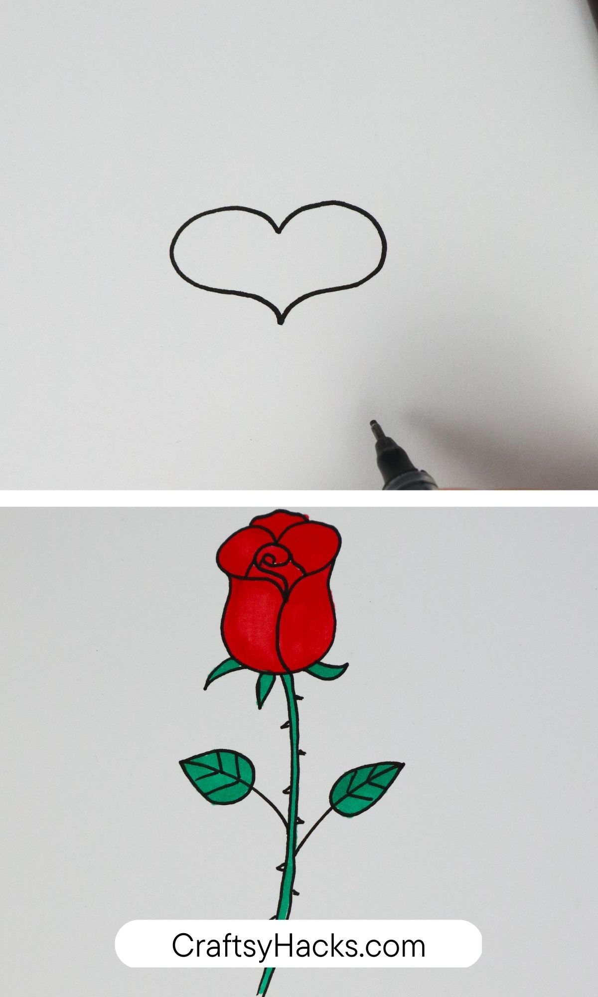 heart to rose drawing