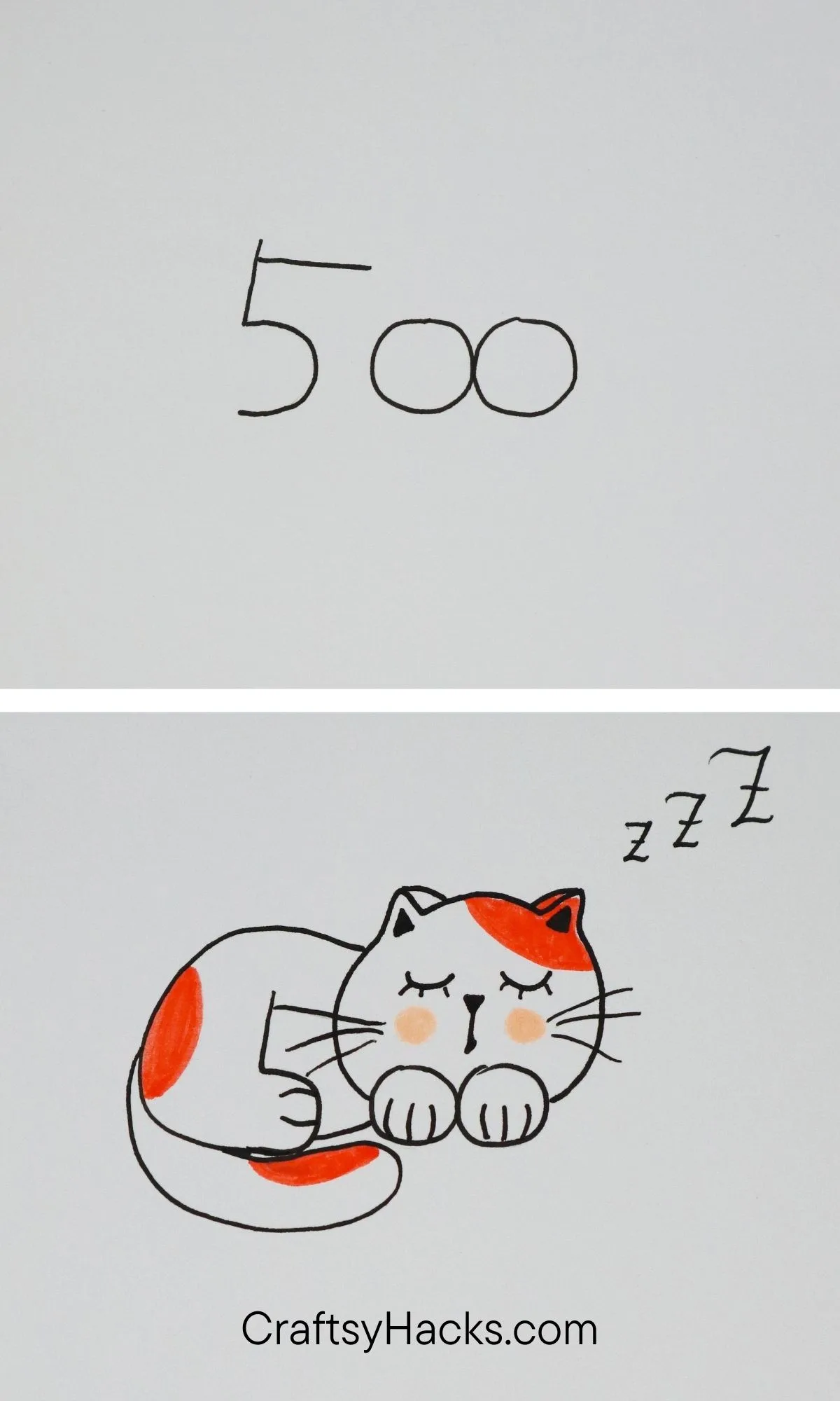500 to sleepy cat drawing