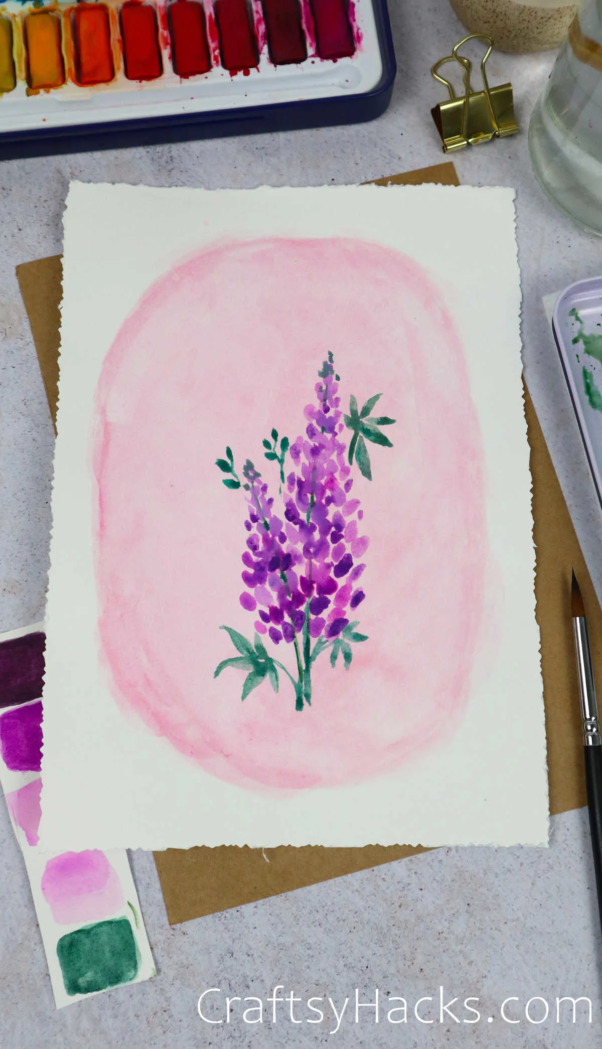 lupins watercolor painting