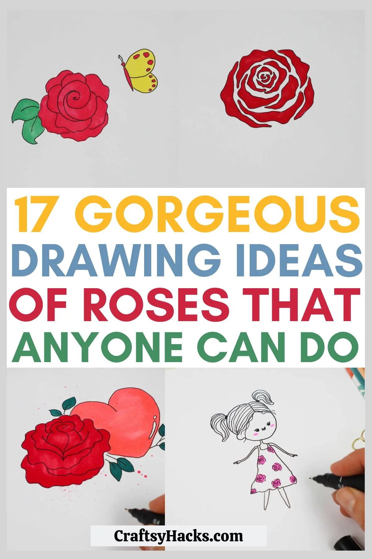 PencilSketch || valentines day rose flower | how to draw a rose || how to  draw a rose easy for kids – Easy Visual Art