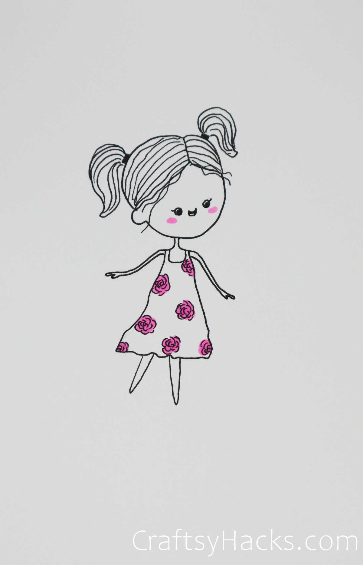 ballerina with rose dress drawing