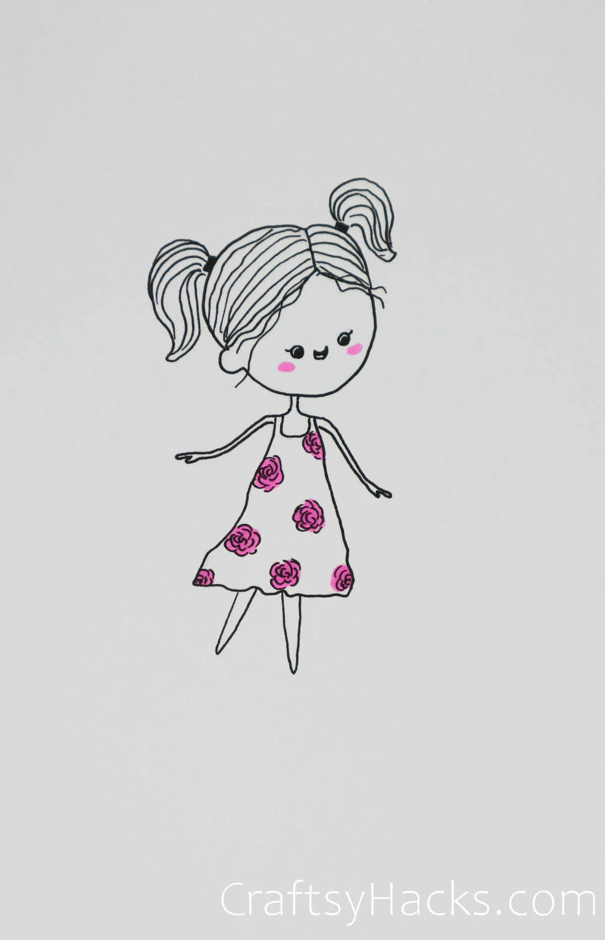 ballerina with rose dress drawing