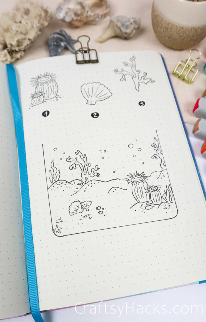 25 Best Ocean Doodles for Bullet Journal - Craftsy Hacks