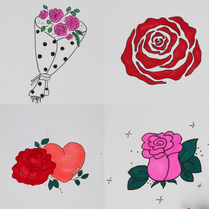 drawing ideas of different roses