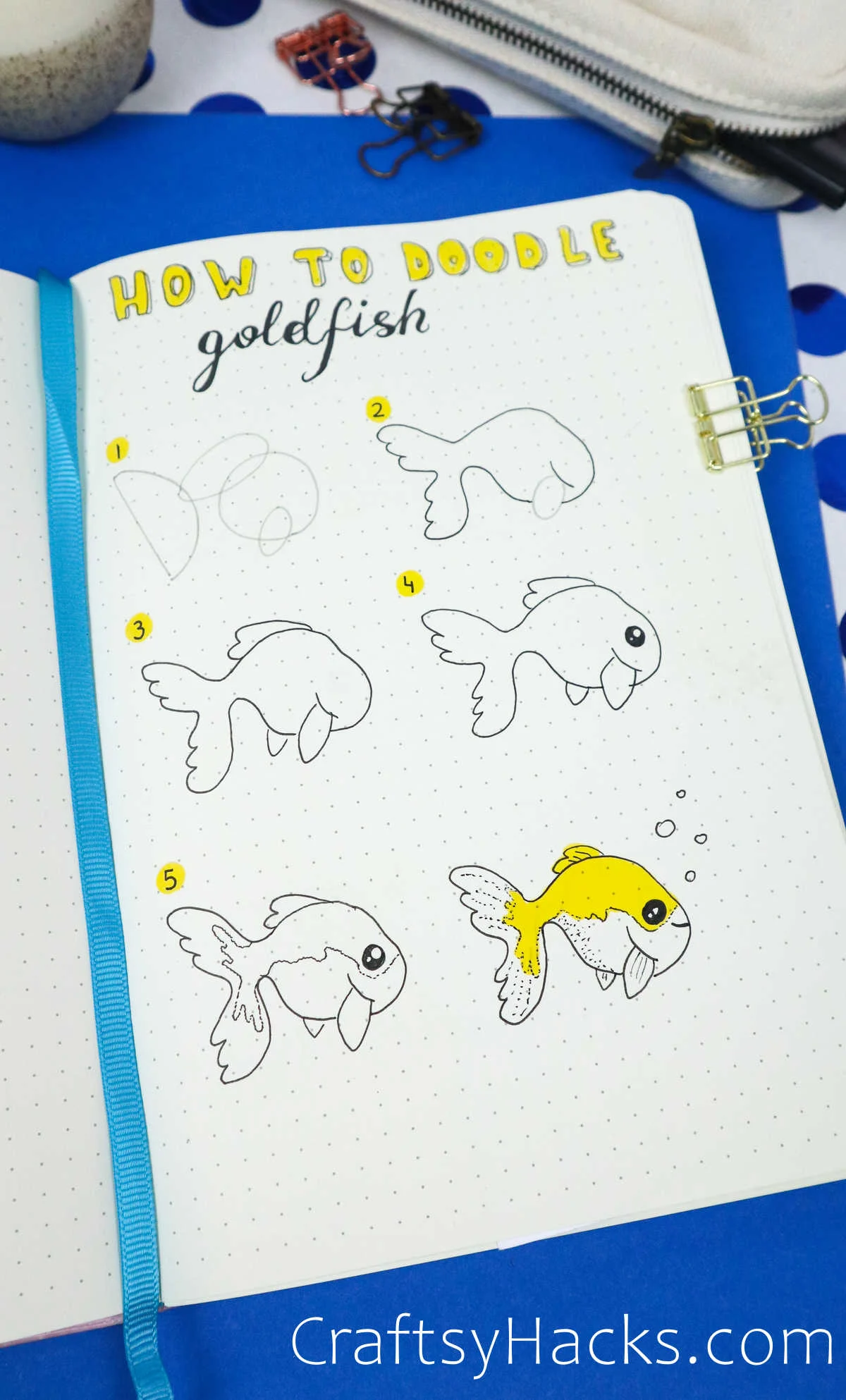 step by step goldfish drawing