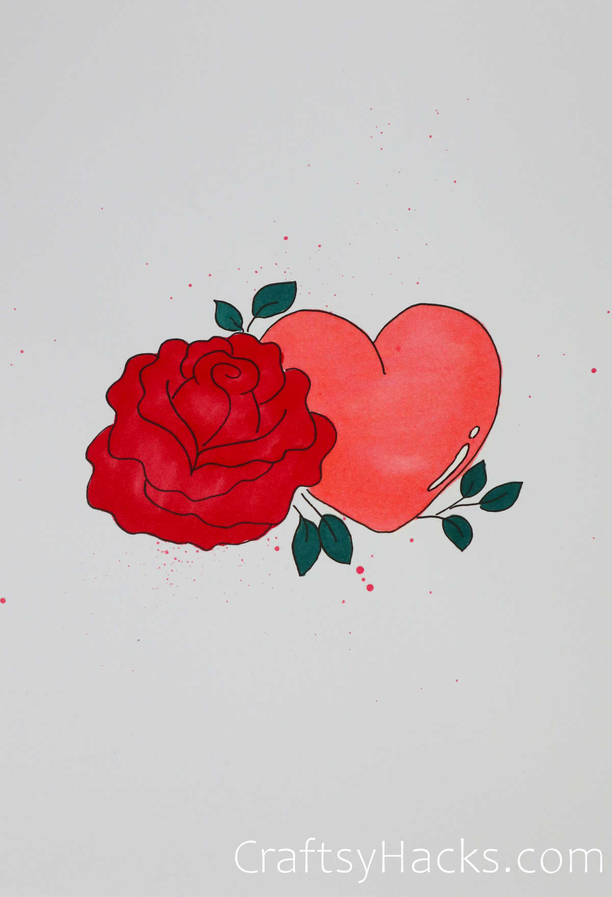 rose and heart drawing